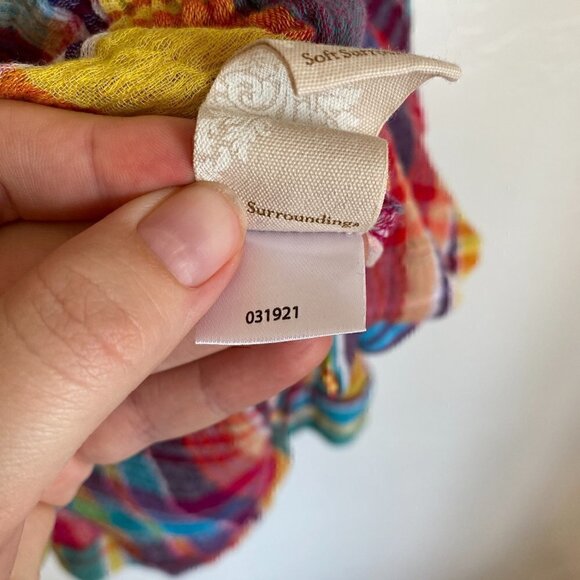 Soft Surroundings Gauzy Plaid Rainbow Oversized Button Down Shirt Petite Small - Picture 7 of 9